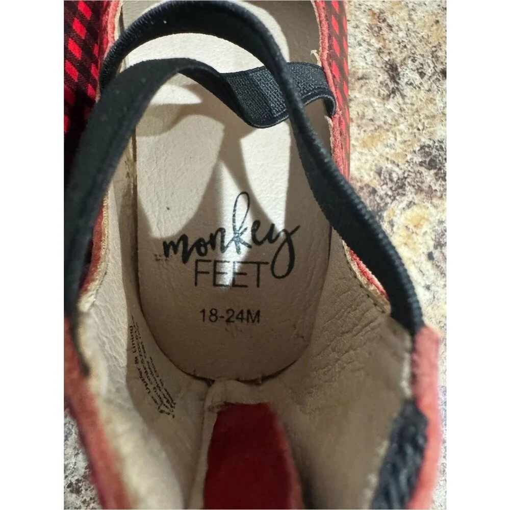 Monkey Feet - Red and Black Plaid Leather Ballet Flats